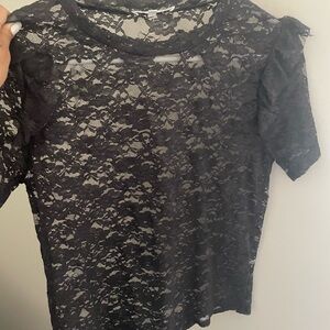 Dark Charcoal Lace Top